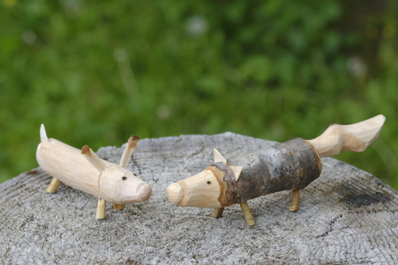 里山ナイフ教室、森のどうぶつ作り