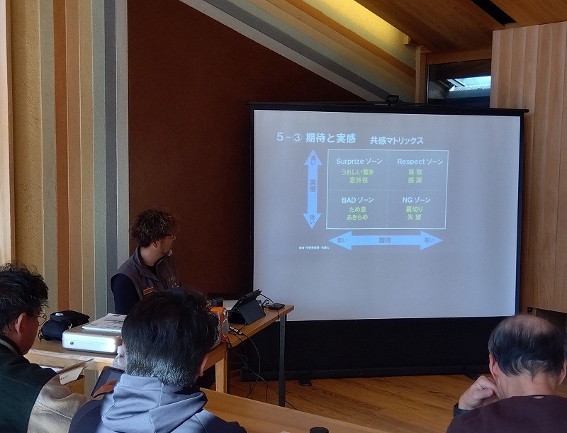 「ガイドという仕事」の期待と実感について説明する近藤さん