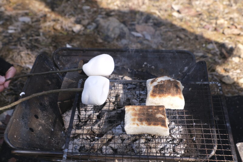 焚火あそび、マシュマロと焼餅