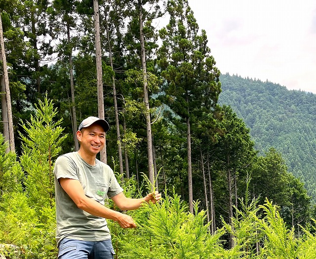 植林したスギについて語る青木亮輔さん